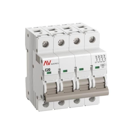 Выключатель автоматический модульный 4п C 20А 6кА AV-6 AVERES EKF mcb6-4-20C-av Выключатель автоматический модульный 4п C 20А 6кА AV-6 AVERES EKF mcb6-4-20C-av