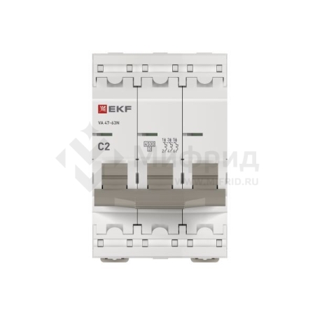 Выключатель автоматический модульный 3п C 2А 4.5кА ВА 47-63N PROxima EKF M634302C