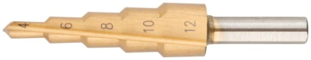 Сверло ступенчатое HSS по металлу 5 ступеней 4-12мм MOS 36381М