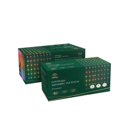 Гирлянда светодиодная "Роса "Светодиодный дождь" 3х2м LED мультиколор 12Вт IP20 USB+пульт управления с крючками для крепления Neon-Night 315-879