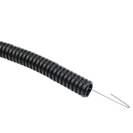 Труба гофрированная d20мм с протяжкой безгалоген. трудногорючая (FRHF) черн. (уп.100м) Plast EKF FRHF-20