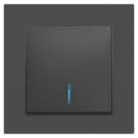 Выключатель 1-кл. СП Accent 6-102-07 10А IP20 250В с подсветкой AL/CU графит Intro Б0063434