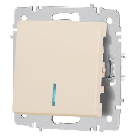 Выключатель 1-кл. СП Accent 6-102-02 10А IP20 250В с подсветкой AL/CU сл. кость Intro Б0063428