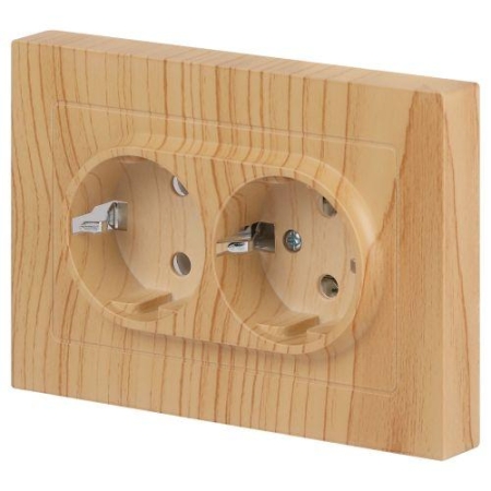 Розетка 2-м СП Accent 6-205-11 16А IP20 250В 2P+E Schuko AL/CU сосна Intro Б0063504 Розетка 2-м СП Accent 6-205-11 16А IP20 250В 2P+E Schuko AL/CU сосна Intro Б0063504