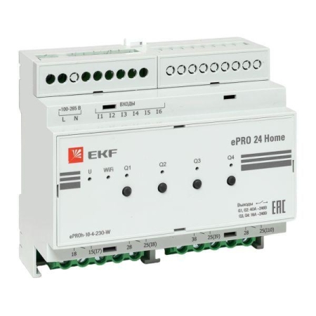 Контроллер ePRO 24 удаленного управления 6вх\4вых 230В WiFi Home EKF ePRO-h-10-4-230-W Контроллер ePRO 24 удаленного управления 6вх\4вых 230В WiFi Home EKF ePRO-h-10-4-230-W