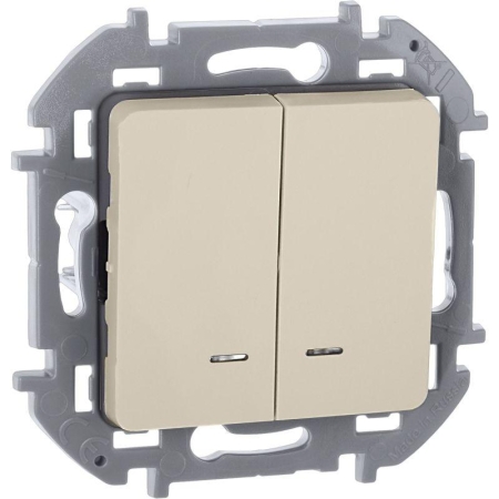 Выключатель 2-кл. Inspiria 10А IP20 250В 10AX с подсветкой/индикацией механизм сл. кость IEK 673631