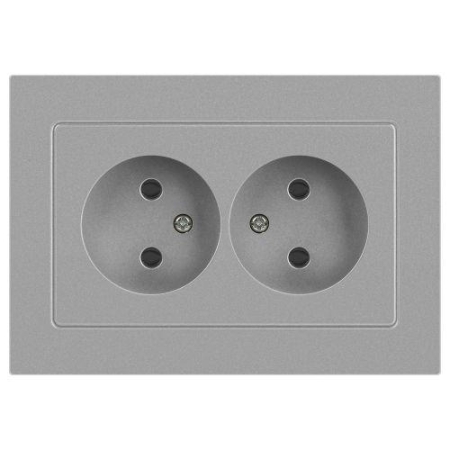 Розетка 2-м СП Accent 6-204-03 16А IP20 250В 2P AL/CU алюм. Intro Б0063453 Розетка 2-м СП Accent 6-204-03 16А IP20 250В 2P AL/CU алюм. Intro Б0063453