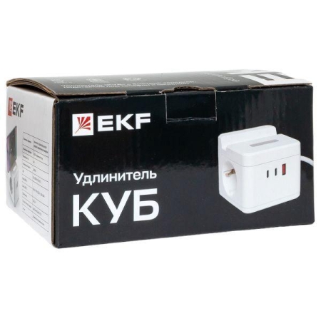 Удлинитель "Куб" 2х1.3м USB + 2Type C с быстрой зарядкой подставкой под телефон и ночником 1кв.мм EKF UBA-CUB-2-FC Удлинитель "Куб" 2х1.3м USB + 2Type C с быстрой зарядкой подставкой под телефон и ночником 1кв.мм EKF UBA-CUB-2-FC