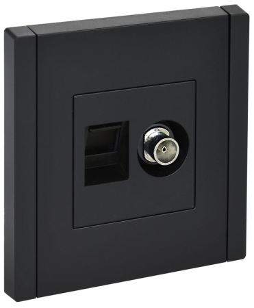 Розетка 2-м TV+RJ45 кат.5E FORTE&PIANO FP136 черн. IEK FP-AK20-1-K02