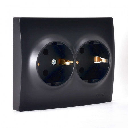 Розетка 2-м СП Karina с заземл. термопласт черн. бархат LEZARD 707-4200-127B Розетка 2-м СП Karina с заземл. термопласт черн. бархат LEZARD 707-4200-127B