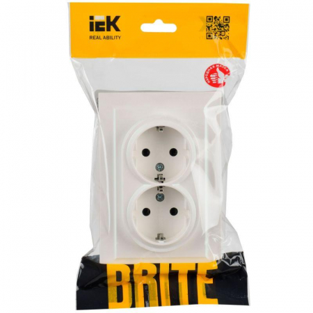 Розетка 2-м СП BRITE РС12-3-БрЖ 16А в сборе с заземл. без защ. шторок жемчуж. IEK BR-R21-16-K36-F