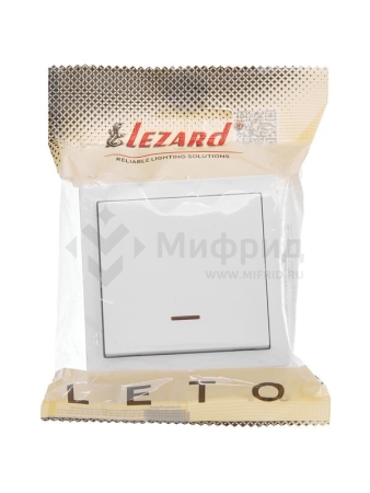 Выключатель 1-кл. ОП LETO 10А IP20 с индикацией бел. LEZARD 752-0200-111