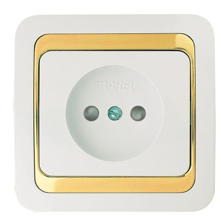 Розетка Mimoza без заземл. с зол. вставкой Makel 12222 Розетка Mimoza без заземл. с зол. вставкой Makel 12222
