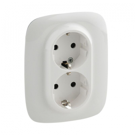Розетка 2-м СП Valena Allure 16А IP20 250В 2х2P+E защ. шторки безвинт. клеммы с лицев. панелью бел. Leg 753726