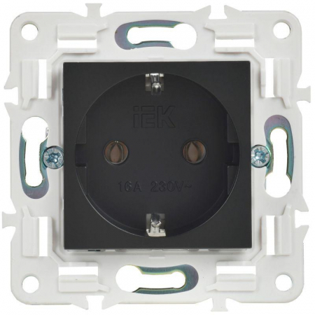 Розетка SKANDY 16А с заземл. без защ. шторок SK-R05Bl черн. IEK SK-R11-16-K02