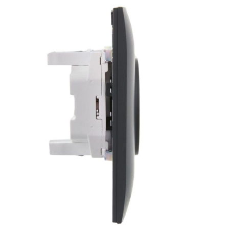 Розетка 2-м SKANDY 10А без заземл. без защ. шторок в сборе SK-R10G графит IEK SK-R20-10-K53-F