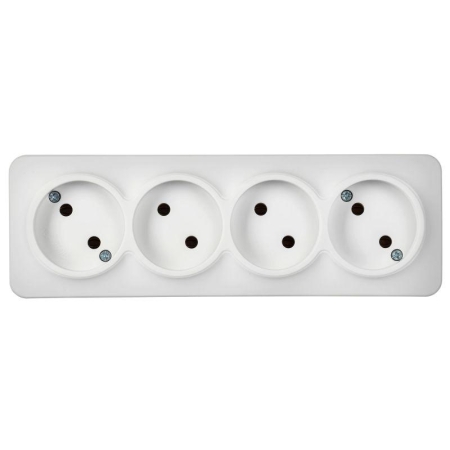 Розетка 4-м ОП GLORY РС24-2-ХБм 10А без заземл. без защ. шторок бел. матов. IEK ERH40-K01M-10 Розетка 4-м ОП GLORY РС24-2-ХБм 10А без заземл. без защ. шторок бел. матов. IEK ERH40-K01M-10