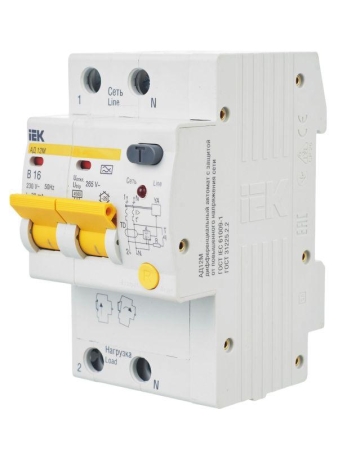 Выключатель автоматический дифференциального тока 2п B 16А 30мА тип A 4.5кА АД-12М KARAT IEK MAD12-2-016-B-030