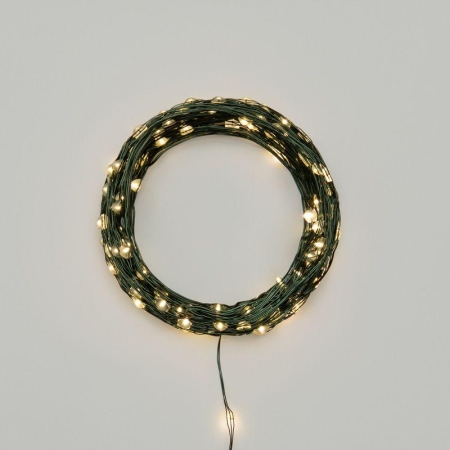 Гирлянда светодиодная "Роса" 20м 200LED тепл. бел. IP20 с контроллером провод зел. Neon-Night 303-266