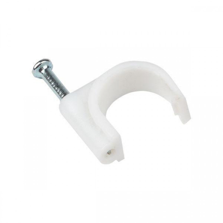 Скоба крепежная круглая с гвоздем d12мм пластик. (уп.50шт) EKF plcn-sr-12