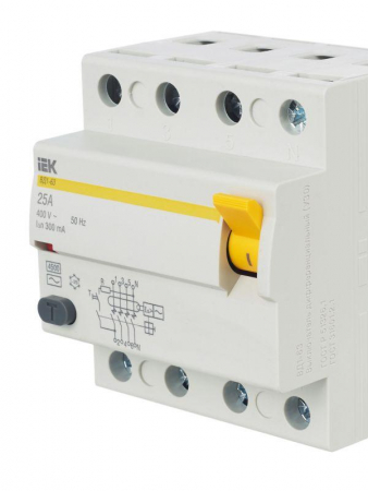 Выключатель дифференциального тока (УЗО) 4п 25А 300мА тип AC ВД1-63 KARAT IEK MDV10-4-025-300 Выключатель дифференциального тока (УЗО) 4п 25А 300мА тип AC ВД1-63 KARAT IEK MDV10-4-025-300