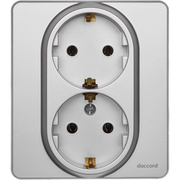 Розетка Inspiria 16А 250В 2х2P+E немецк. стандарт алюм. IEK 673752 Розетка Inspiria 16А 250В 2х2P+E немецк. стандарт алюм. IEK 673752