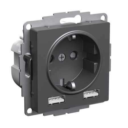 Розетка AtlasDesign 16А с 2-мя заряд. устройствами USB тип A+A 5В/2.4А 2х5В/1.2А механизм базальт SE ATN001430 Розетка AtlasDesign 16А с 2-мя заряд. устройствами USB тип A+A 5В/2.4А 2х5В/1.2А механизм базальт SE ATN001430