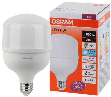 Лампа светодиодная высокомощная LED HW 30Вт T матовая 6500К холод. бел. E27 3000лм 140-265В угол пучка 200град. PF>/=09 (замена 300Вт) OSRAM 4058075576797 Лампа светодиодная высокомощная LED HW 30Вт T матовая 6500К холод. бел. E27 3000лм 140-265В угол пучка 200град. PF>/=09 (замена 300Вт) OSRAM 4058075576797