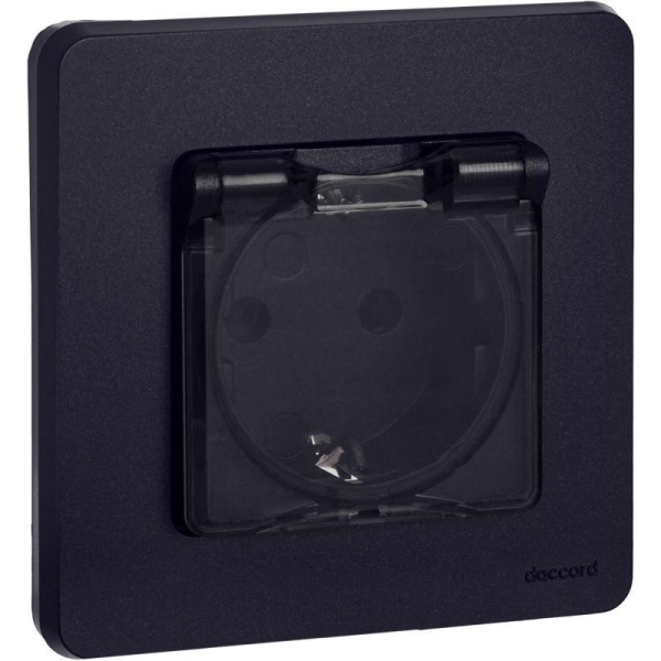 Розетка 1-м СП Inspiria 16А IP44 250В 2P+E защ. шторки с крышкой немецк. стандарт механизм антрацит IEK 673743 Розетка 1-м СП Inspiria 16А IP44 250В 2P+E защ. шторки с крышкой немецк. стандарт механизм антрацит IEK 673743