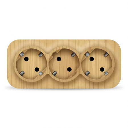 Розетка 3-м ОП 16А IP20 с заземл. сосна IONICH 1440 Розетка 3-м ОП 16А IP20 с заземл. сосна IONICH 1440