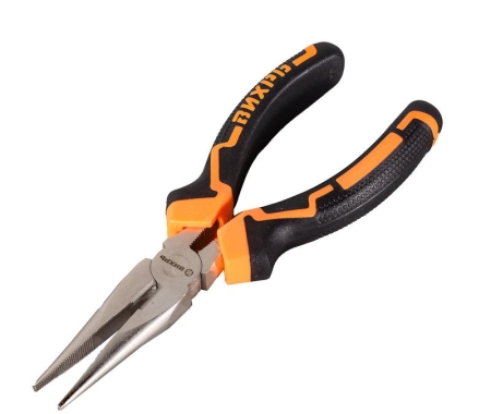 Длинногубцы прямые 160мм никелированные двухкомпонентн. рукоятки Вихрь 73/6/3/10