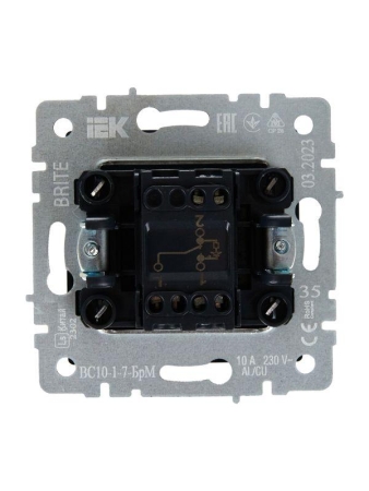Выключатель проходной 1-кл. СП BRITE ВС10-1-7-БрМ 10А с индик. механизм маренго IEK BR-V12-1-10-K35