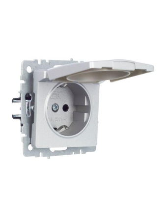 Розетка BRITE РСбш10-3-БрА 16А IP20 с заземл. защ. шторки с крышкой механизм алюм. IEK BR-R16-16-K47