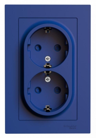 Розетка 2-м. AtlasDesign 16А с заземл. со шторками в сборе аквамарин SE ATN001126