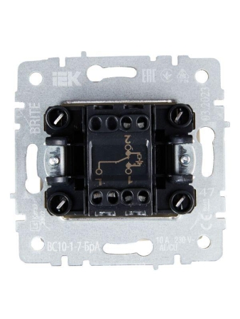 Выключатель проходной 1-кл. СП BRITE ВС10-1-7-БрА 10А с индик. механизм алюм. IEK BR-V12-1-10-K47