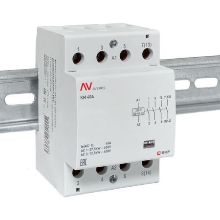 Контактор модульный КМ 40А 4NO 230В AC (3 мод.) AVERES EKF km-av-3-40-40-230V Контактор модульный КМ 40А 4NO 230В AC (3 мод.) AVERES EKF km-av-3-40-40-230V