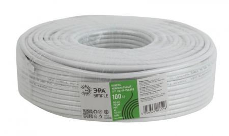Кабель коаксиальный RG-6U CCS/оплетка Al 64проц. PVC Simple 75Ом бел. (м) Эра Б0044597 Кабель коаксиальный RG-6U CCS/оплетка Al 64проц. PVC Simple 75Ом бел. (м) Эра Б0044597