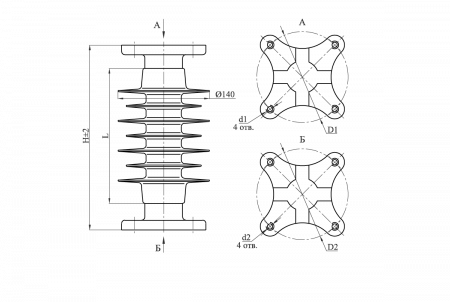 Изоляторы опорные полимерные типа ОСК 20-10-А(Б,В)-4 на напряжение 10 кВ