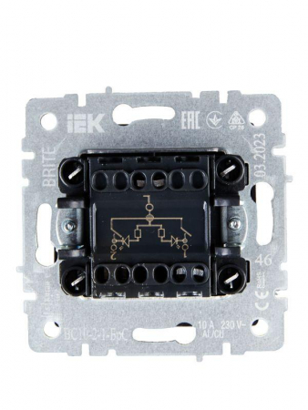 Выключатель 2-кл. СП BRITE ВС10-2-1-БрС 10А с индик. механизм сталь IEK BR-V20-1-10-K46