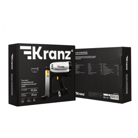 Пистолет гвоздезабивной газовый монтажный GN95 95Дж длина гвоздей 15-40мм d2.7-3мм KRANZ KR-16-1650 Пистолет гвоздезабивной газовый монтажный GN95 95Дж длина гвоздей 15-40мм d2.7-3мм KRANZ KR-16-1650