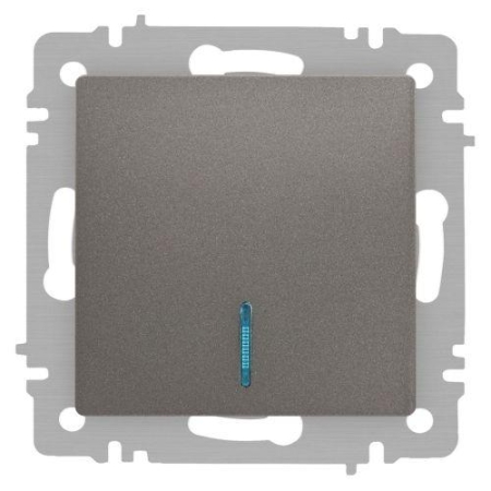 Выключатель 1-кл. СП Accent 6-102-09 10А IP20 250В с подсветкой AL/CU титан Intro Б0063460