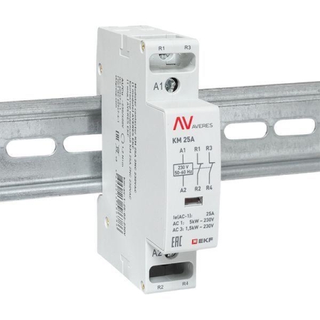 Контактор модульный КМ 25А 2NC 230В AC (1 мод.) AVERES EKF km-av-1-25-02-230V Контактор модульный КМ 25А 2NC 230В AC (1 мод.) AVERES EKF km-av-1-25-02-230V