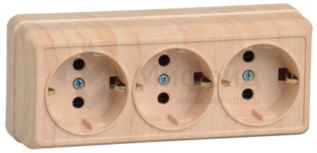 Розетка 3-м ОП Октава РС23-3-ОС 16А IP20 с заземл. сосна GENERICA ERO31-K03-16-DC