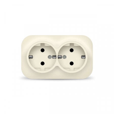 Розетка 2-м ОП 16А IP20 с заземл. сл. кость IONICH 1428 Розетка 2-м ОП 16А IP20 с заземл. сл. кость IONICH 1428