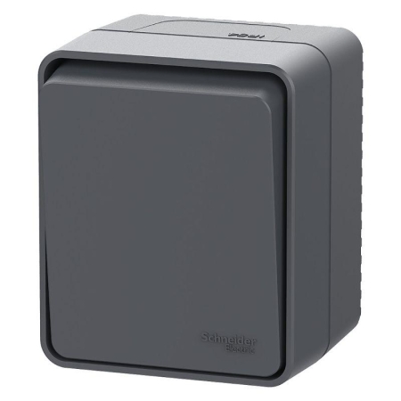 Выключатель кнопочный 1-кл. ОП AtlasDesign PROFI IP54 10АХ антрацит SE ATN544015