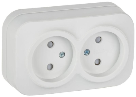 Розетка 2-м ОП GLORY РСш22-2-ХБм 10А без заземл. защ. шторки бел. матов. IEK ERH23-K01M-10 Розетка 2-м ОП GLORY РСш22-2-ХБм 10А без заземл. защ. шторки бел. матов. IEK ERH23-K01M-10