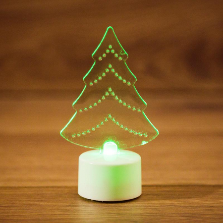 Фигура светодиодная "Елочка" на подставке (батарейки 3хAG13(LR44) в компл.) 10см 1LED IP20 4.5В RGB NEON-NIGHT 501-045