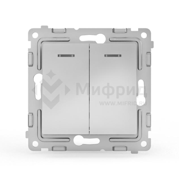 Выключатель 2-кл. СП Pixel 10А IP20 с индикатором механизм алюм. TOKOV ELECTRIC TKE-PX-V2I-C03