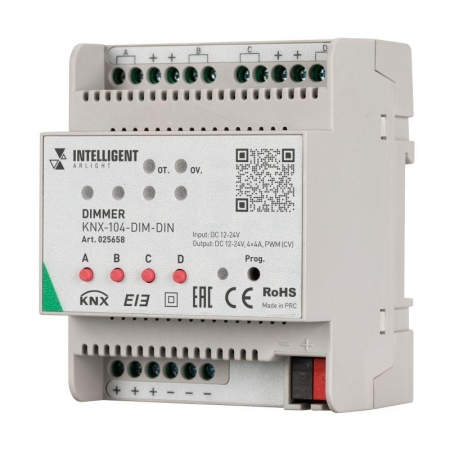 Диммер KNX-104-DIM-DIN (12-24В 4х4А) INTELLIGENT ARLIGHT 025658 Диммер KNX-104-DIM-DIN (12-24В 4х4А) INTELLIGENT ARLIGHT 025658