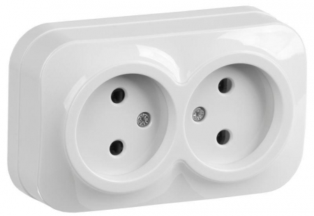 Розетка 2-м ОП GLORY РС22-2-ХБ 10А без заземл. бел. IEK ERH20-K01-10 Розетка 2-м ОП GLORY РС22-2-ХБ 10А без заземл. бел. IEK ERH20-K01-10